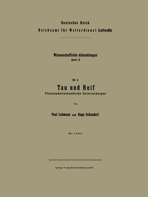 cover image of Tau und Reif
